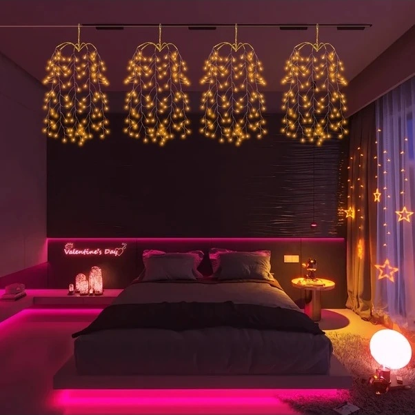 Trendooze 300 Led Sıcak Beyaz Bahçe Işıkları Şerit, 8 Modlu Buton Kontrol