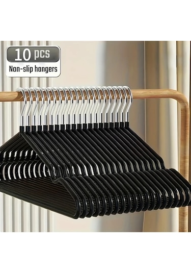 Sunshine011 30 Parça Siyah Ağır Hizmet Metal Kaymaz Askı, Gardırop Ve Yatak Odası İçin Siyah