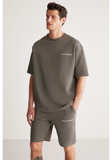 Colombia Erkek 2 Li Set Comfort Fit Polarsız Nakışlı Gri Eşofman Takımı