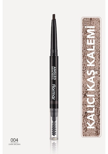Flormar İki Uçlu Açılı Kaş Kalemi ve Kaş Fırçası (Koyu Kahve) - Angled Brow Pencil - 004 - 8690604572069