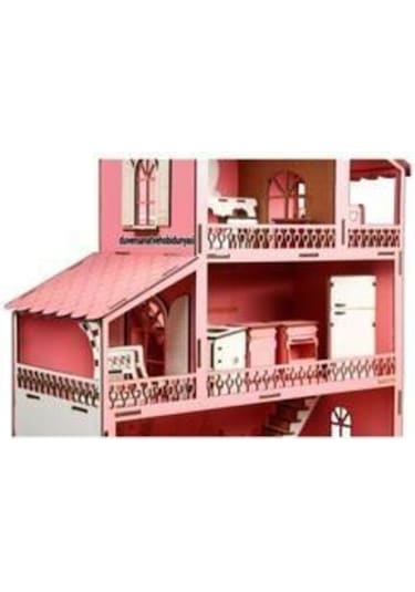 Pembe Ahşap Barbi Bebek Oyun Evi