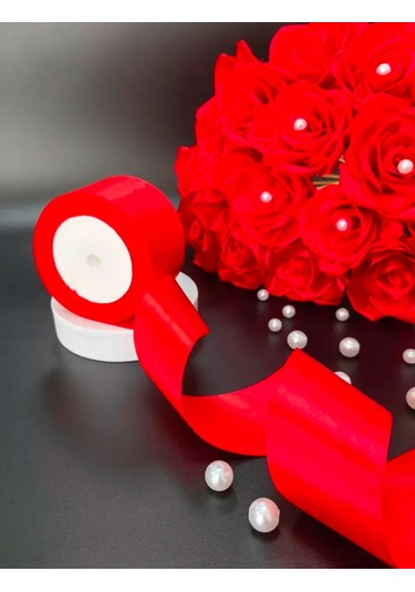 Magazin Dla Rukodel'nic Ip Gavrilov R N Kadife Kırmızı Şerit 4 Cm 3'lü Gül Buketi İçin Set 331640760