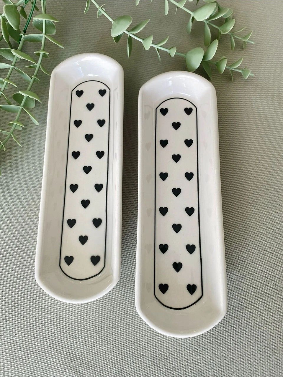 Love Siyah Kalp İkili Zeytinlik Sunum Tabağı Siyah