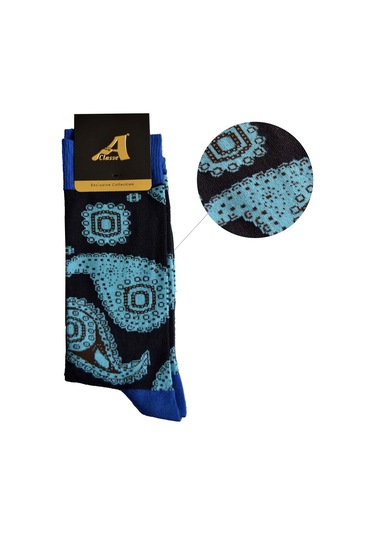 A Classe Şal Desenli Lacivert Erkek Çorap Lacivert