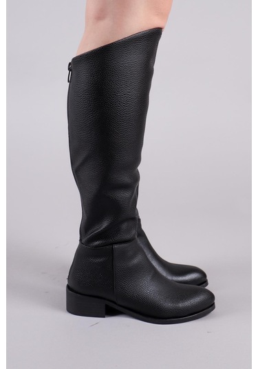 Shayla Önü Yüksek Düz Çizme Siyah-8561 Siyah