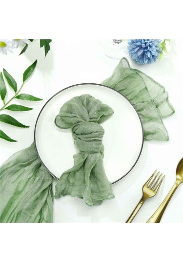 Tülbent Tülbent Peçeteler Buruşuk Yemek Peçeteleri Deko Yeşil 12 Adet Yeşil