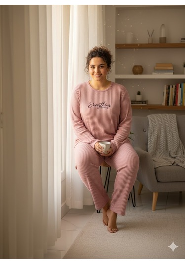 Kadın Pembe Everything Pijama Takımı Pembe