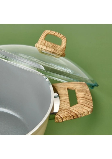 Hisar Seramik Derin Tencere - Beyaz / Kahverengi - 24 Cm