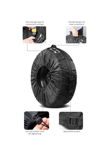 Dianziye Araba Rehber Lastik Koruması - 190t Poliester, Su Geçirmez, 19-23 İnç 80cm Çap , Kırmızı, Tekli Paket