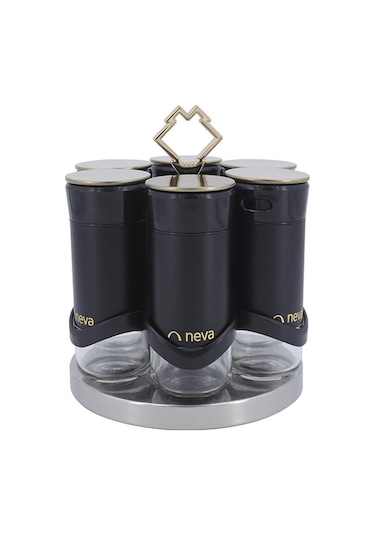 Neva N3309 Bitter Niş-Gold 6 Lı Baharat Seti Gold - Siyah