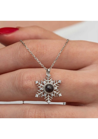 Gümüş 100 Dilde Seni Seviyorum Kar Tanesi Kadın Kolye Sl9097 Gümüş