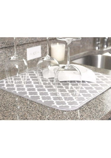 Vkemall Beyaz Örgü Desenli Çift Taraflı Mikrofiber Mutfak Kurulama Bezi, 18x24 İnç Beyaz