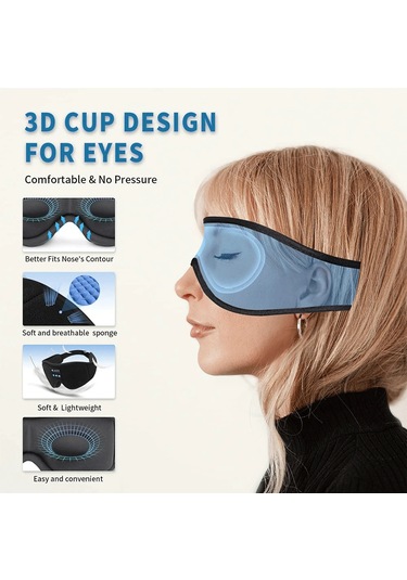 Lixiaqu01 Uyku Kulaklıkları İçin Maske Bluetooth 3d Göz Maskesi