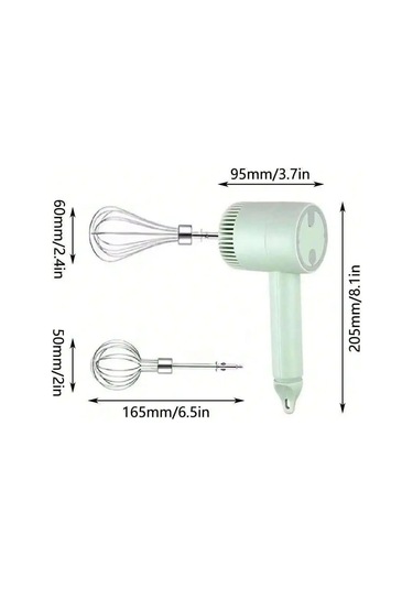 Jialan Usb Şarj Edilebilir Mını Ev Akülü Elektrikli El Mikseri, Yeşil