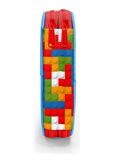 Coral High Kids Renkli Blok Desenli Çift Katlı Kalem Çanta 11157 Kırmızı