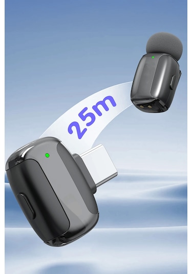 Plentiful Profesyonel Kablosuz Yaka Mikrofonu İphone 15/16 Uyumlu 2 Mikrofonlu Type-c 1072