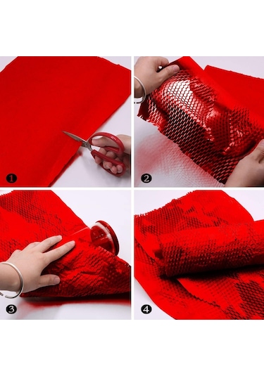 Petek Dolgu Ambalaj Kağıdı 38cm X 5 Metre - Kırmızı