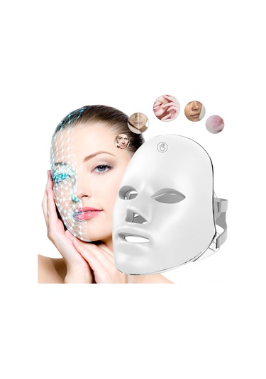 Gajeena 7 Renkli Led Işık Terapili Yüz Ve Boyun Maskesi - Cilt Onarımı Ve Yenileme Çok Renkli