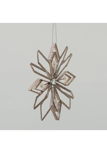 İncili 6 Yapraklı Altın Yılbaşı Ağaç Süsü Dekoratif Parlak Süs