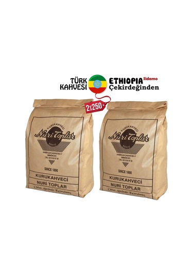 Nuri Toplar Ethiopia Sidamo 2x250 Gr Türk Kahvesi Taze Çekilmiş