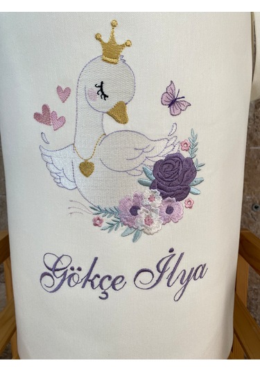 Hs Home Baby Kuğu Nakışlı Çamaşır & Oyuncak Sepeti