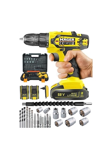 Mager Alman Metal Şanzıman Max-drb Sjs 58 Watt 8 Ah Darbeli Şarjlı Vidalama Matkap