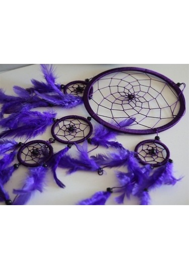 Üç Gözlü Mor Rüya Kapanı / Dreamcatcher (16,5 Cm Çap)