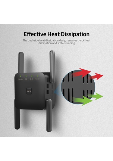 Yaozixa 1200m Çift Frekanslı Wifi Sinyal Güçlendirici - Ap Ve Repeater Modları, 4 Dış Anten, Wps Şifreleme, Siyah, Avrupa Standartı