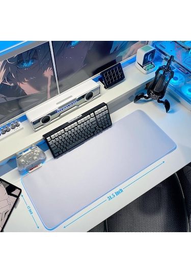 Rgb Düz Beyaz Su Geçirmez Gaming Işıklı Oyuncu Mousepad