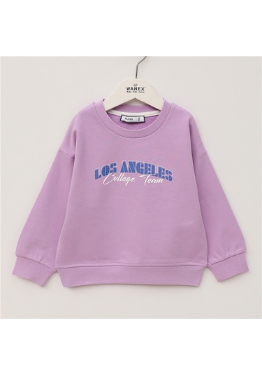 Wanex Kız Çocuk Uzun Kol Kalın Sweatshirt - 32597 Mor
