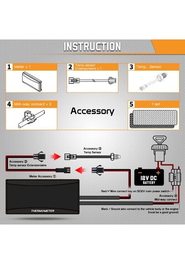 Samdoo Motosiklet Dijital Termometre Ve Higrometre - 12v Uyumlu, Çok Renkli Aydınlatma
