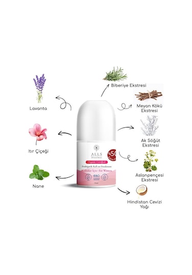 Alls Biocosmetics Prebiyotik Kadın Roll-On Deodorant 75 ML
