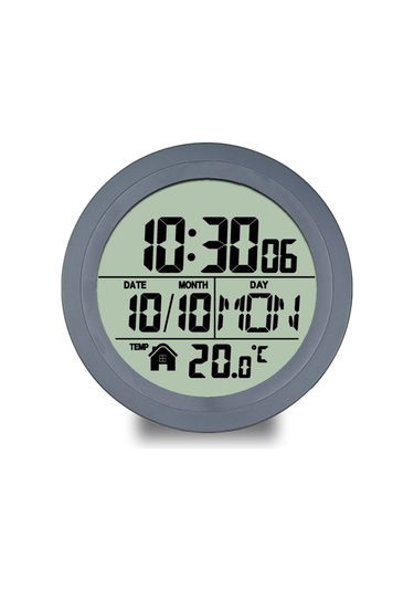 Honmex Küçük Mutfak/banyo Sopa Saat - Su Geçirmez, Zaman/tarih/sıcaklık Gösterir, Plastik Kasa, Pil Dahil Değil Koyu Gri
