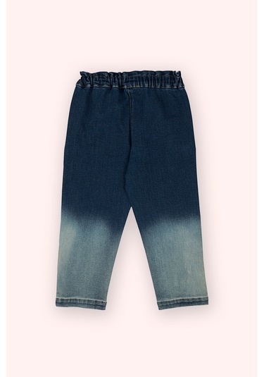 Panço Kız Çocuk Çıt Çıt Detaylı Denim Pantolon Lacivert