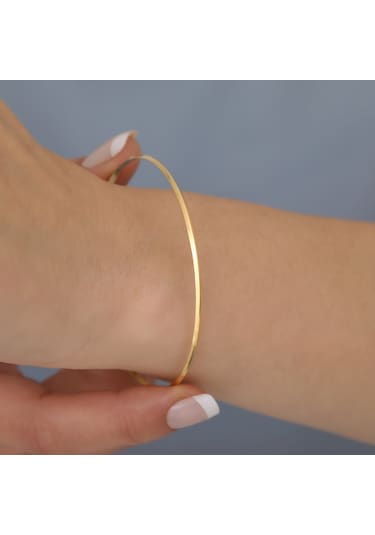 14 Ayar Altın Kaplama Zarif Tak-çıkar Gümüş Bilezik- Bv00110 Altın