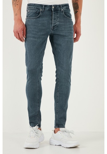 Buratti Streç Pamuklu Slim Fit Normal Bel Dar Paça Jeans Erkek Kot Pantolon 1124S73Napoli Mavi