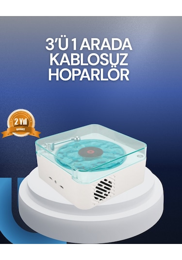 Bluetooth Hoparlör - 3-ü-1 Saatli Gece Lambası Ve Vintage Tasarım Çok Renkli