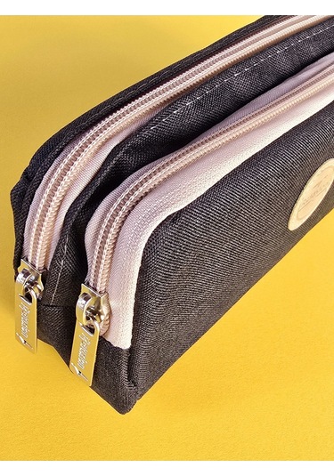 Rlx-147 Keten İki Gözlü Kalemlik Kalem Kutusu Kalemlik Siyah Beyaz