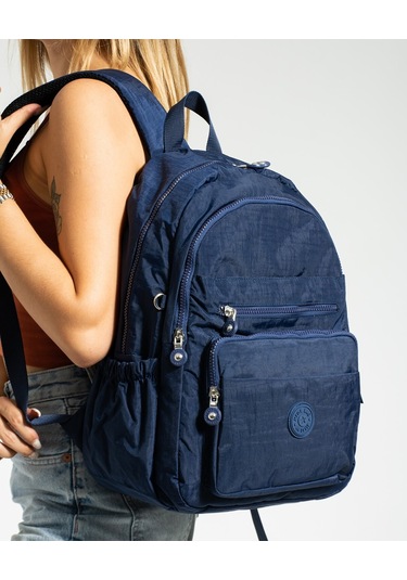 Lüx Krinkıl Kumaş Lise Ve Ortaokul Sırt Çantası, Krinkıl Okul Çantası Lacivert