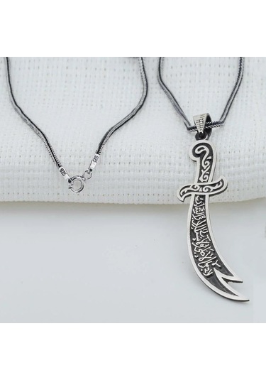 Takılingo 925 Ayar Gümüş Hz. Ali Zülfikar Model Erkek Kolye Gümüş