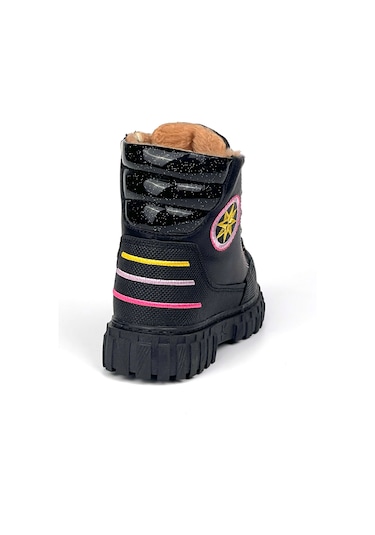 Kız Çocuk Siyah İçi Kürklü Termo Taban Suya Soğuğa Dayanıklı Günlük Rahat Bot Siyah