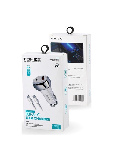 Tonex Ta-41w Pd + Usb-a Type-c To Type-c Kablolu Araç İçi Şarj Aleti -