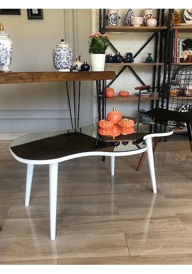 Fawdecor Aynalı Masif Ahşap Orta Sehpa - 100 X 64 Cm Beyaz