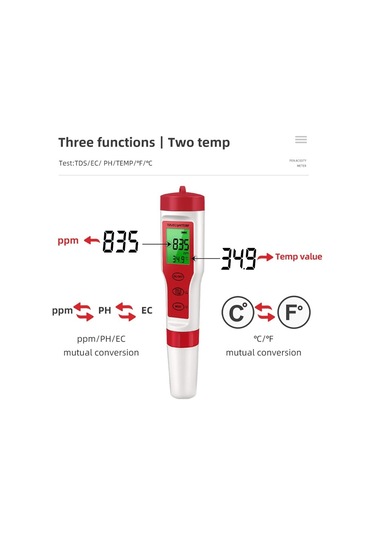 Dinosaurs 4'ü 1 Arada Dijital Su Kalitesi Test Cihazı Ph/tds/ec/sıcaklık Ölçer