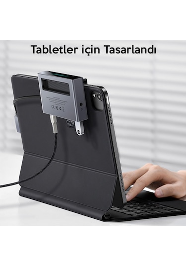 Baseus Magic Çok Fonksiyonlu Klipsli Type-C Hub 6In1 (Usb3.0+Sd+-Gri