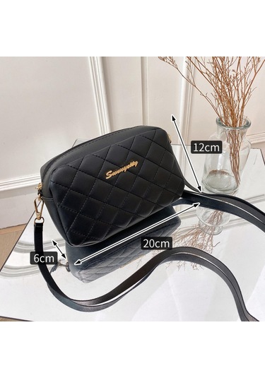 Padalink Pembe Pu Materyal Diamond Desenli Tek Omuz Çapraz Çantası - Gündelik Eşyalarınızı Kolayca Taşımak İçin