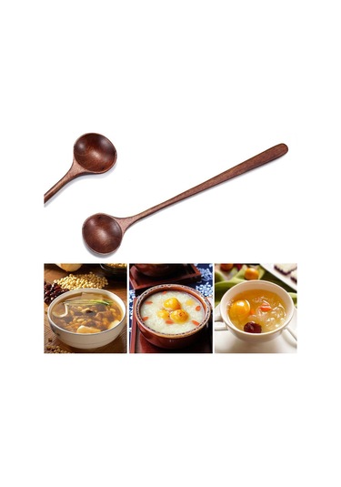 Ev Doğal Masif Ahşap Uzun Saplı Yulaf Lapası Tahta Kaşık Çorba Kepçeleri Çay Kaşıkları Sofra Takımı Diğer