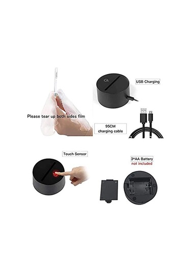 Wealthglow Renk Değiştiren 3d Dekoratif Şekilli Led Lamba - 12 Cm 1u35et Siyah