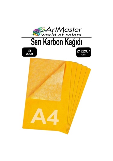 Karbon Kağıdı A4 Sarı 5 Adet 21x29,7 Cm Transfer Kağıdı Kopya Kağıdı Renkli Karbon Kağıdı Ahşap Seramik Metal Cam