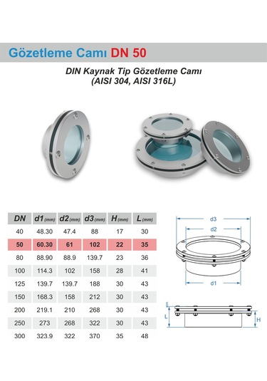 Kaynaklı Gözetleme Camı 50dn